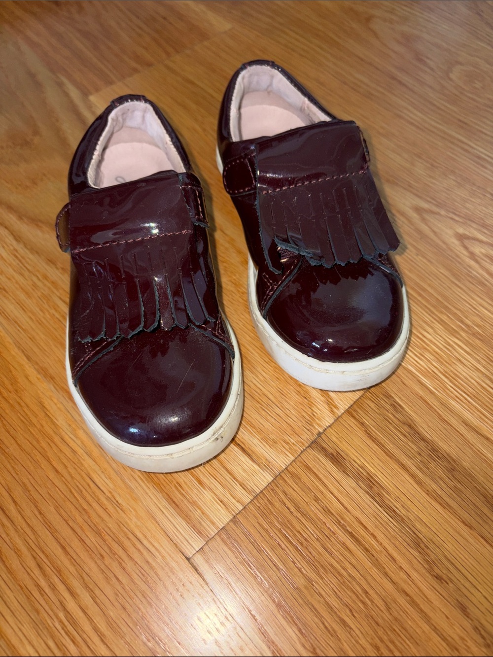 Jacadi Burgundy Patent Fringe Sneaker